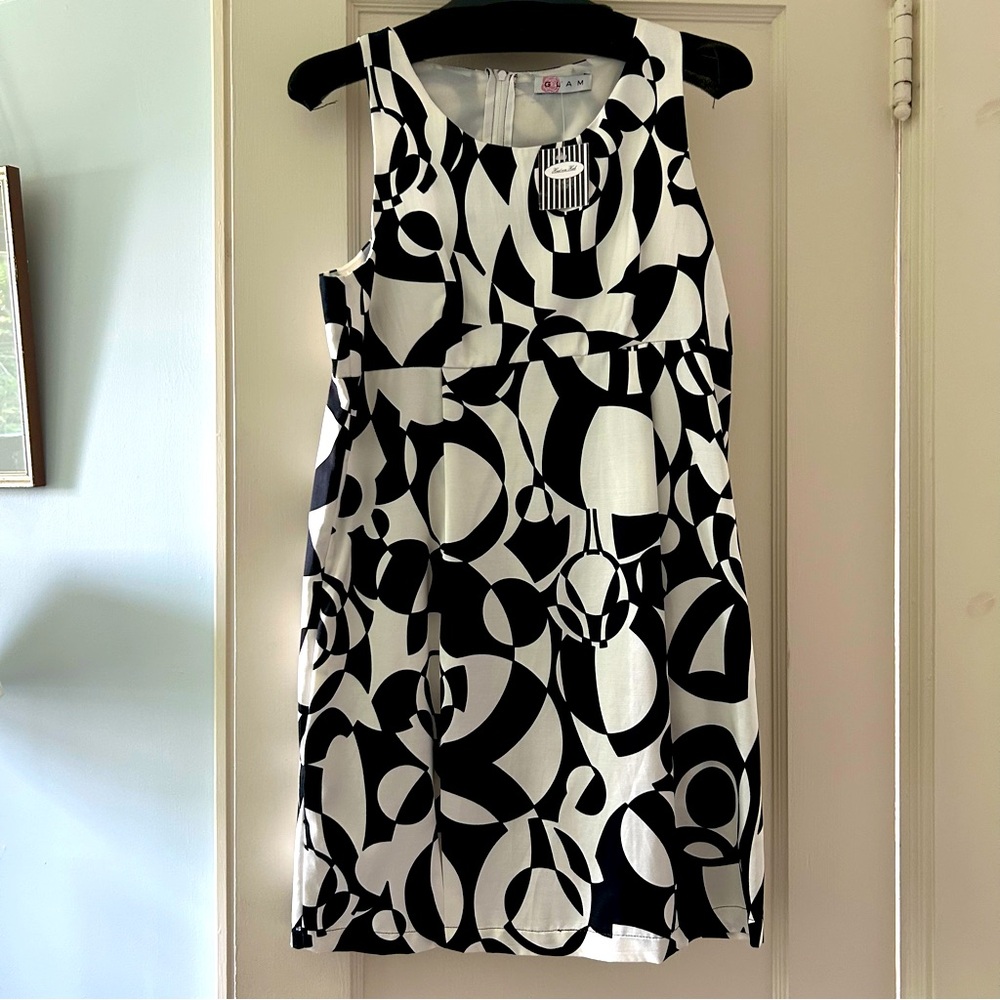 Glam Monochrome Abstract Mini Dress